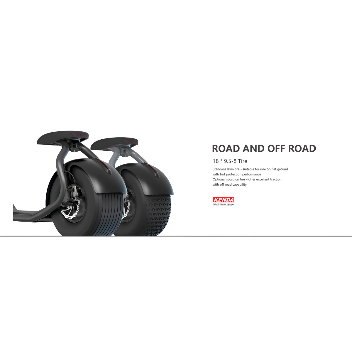 KAASPEED K1S electric scooter road and off-road tyre feature diagram