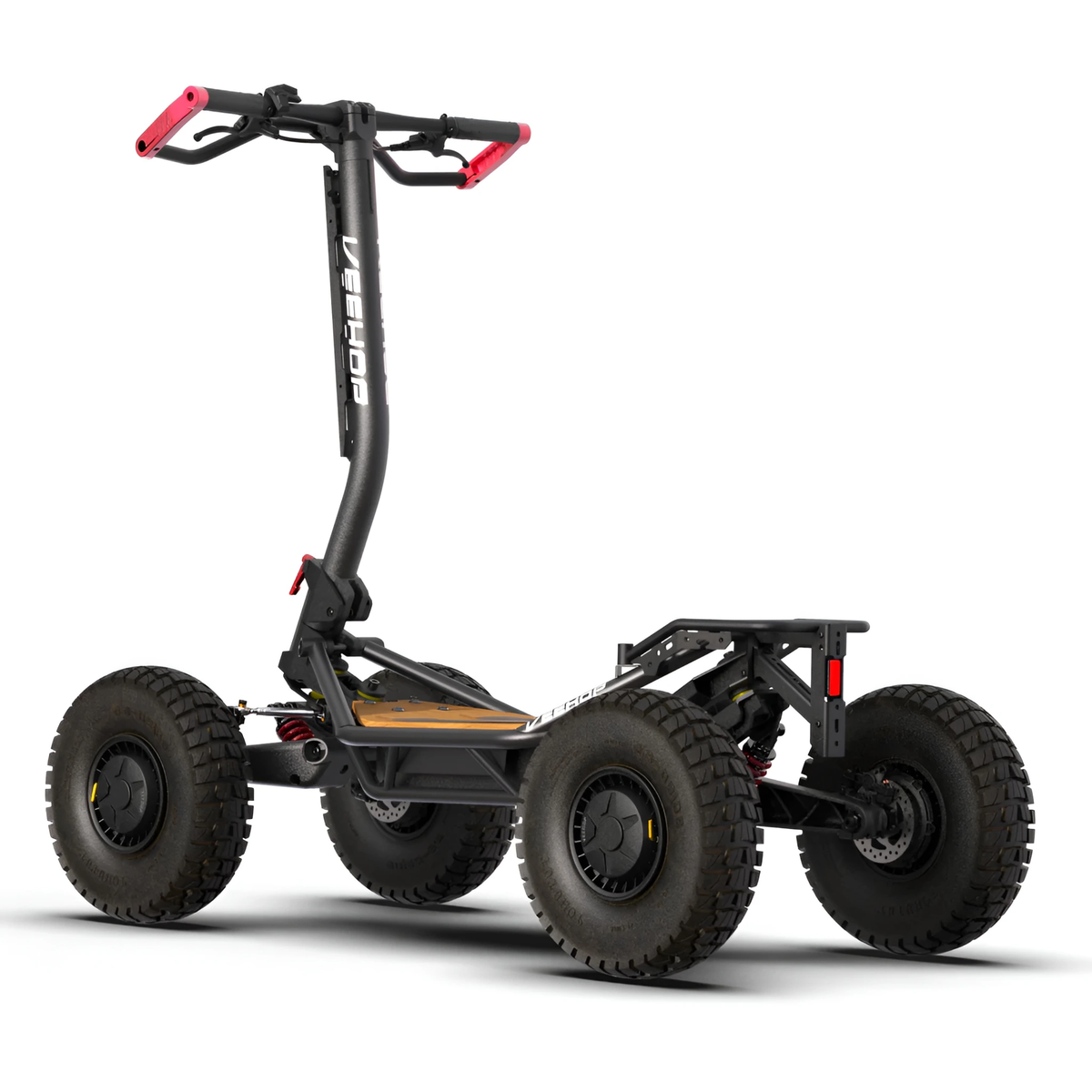 VEEHOP 2WD/4WD electric scooter, Black, rear three-quarter view with suspension visible