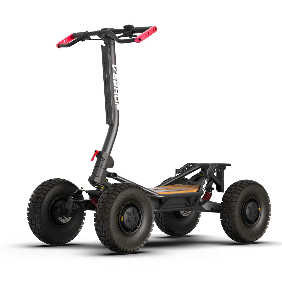 Black VEEHOP 2WD/4WD electric scooter, side profile view with off-road tire