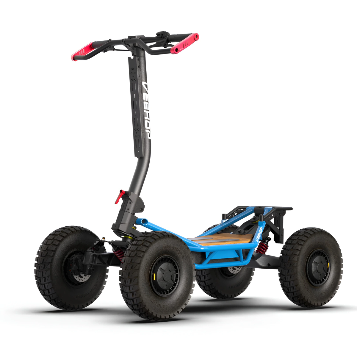 Blue VEEHOP 2WD/4WD electric scooter, side profile view with off-road tire