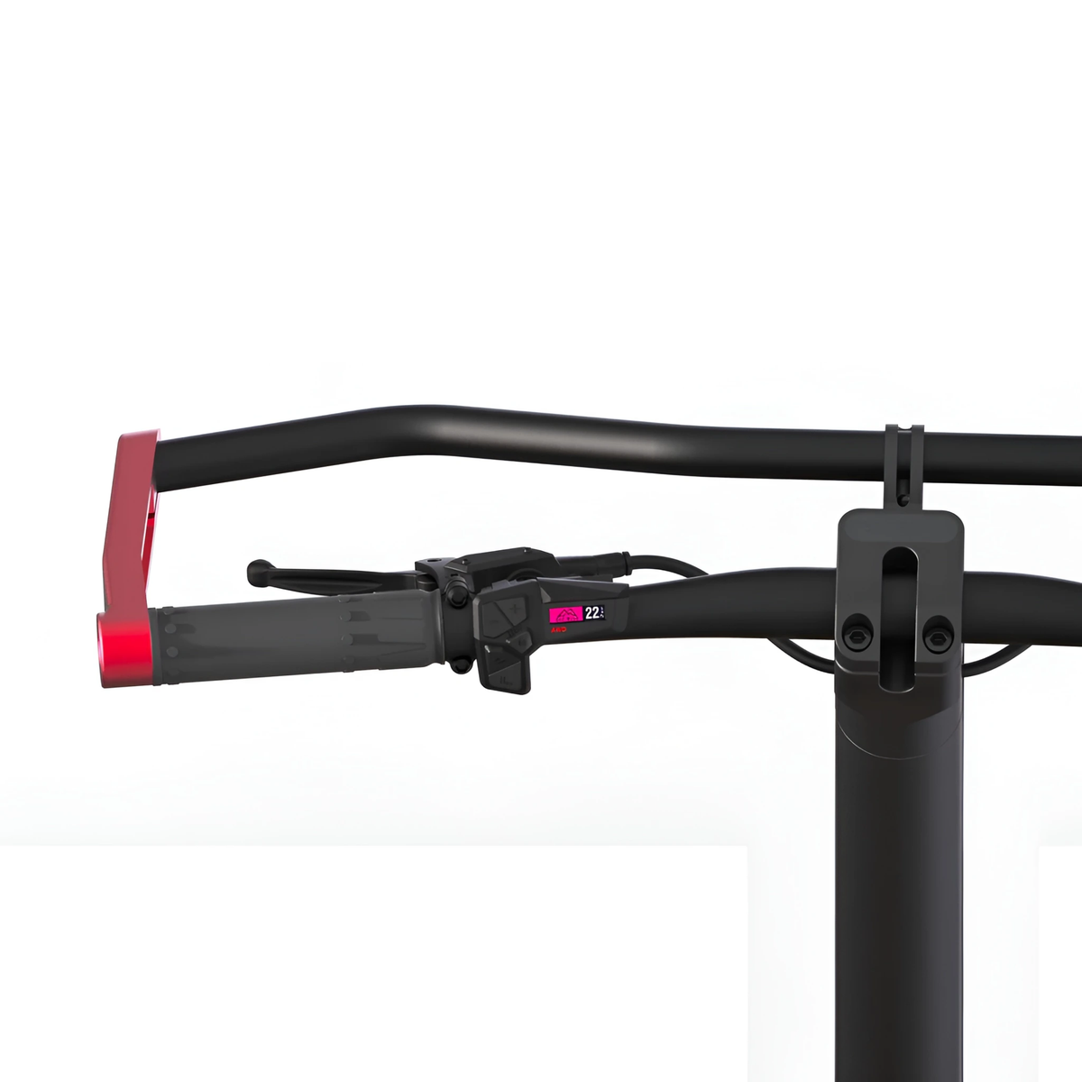 VEEHOP 2WD/4WD electric scooter handlebar close-up with digital display and brake lever
