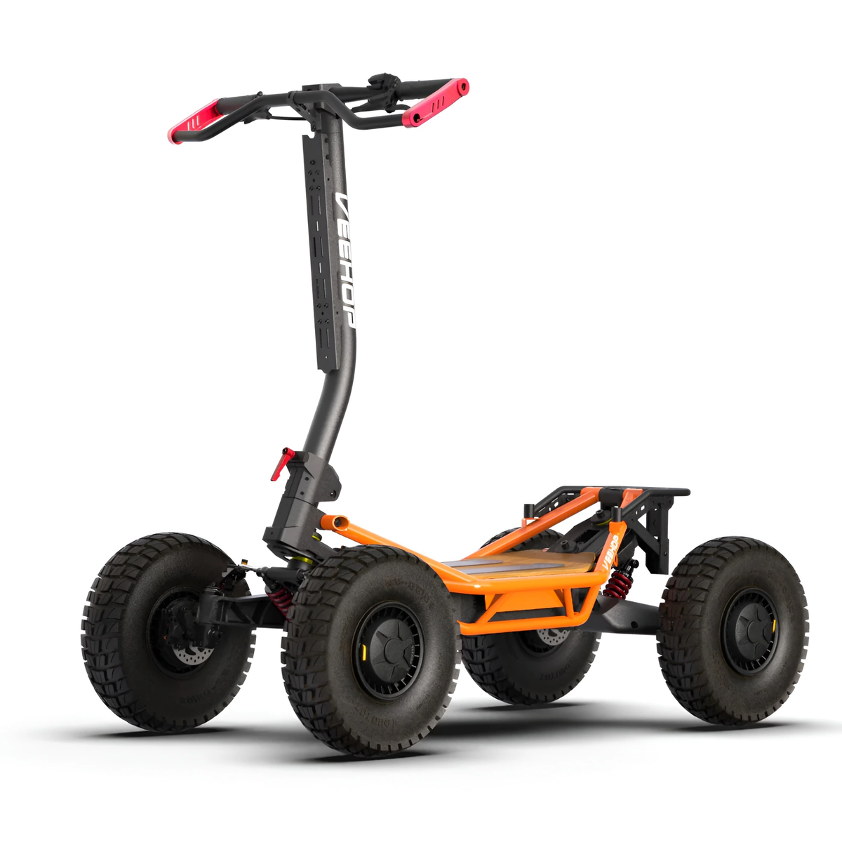 Orange VEEHOP 2WD/4WD electric scooter, side profile view with off-road tire