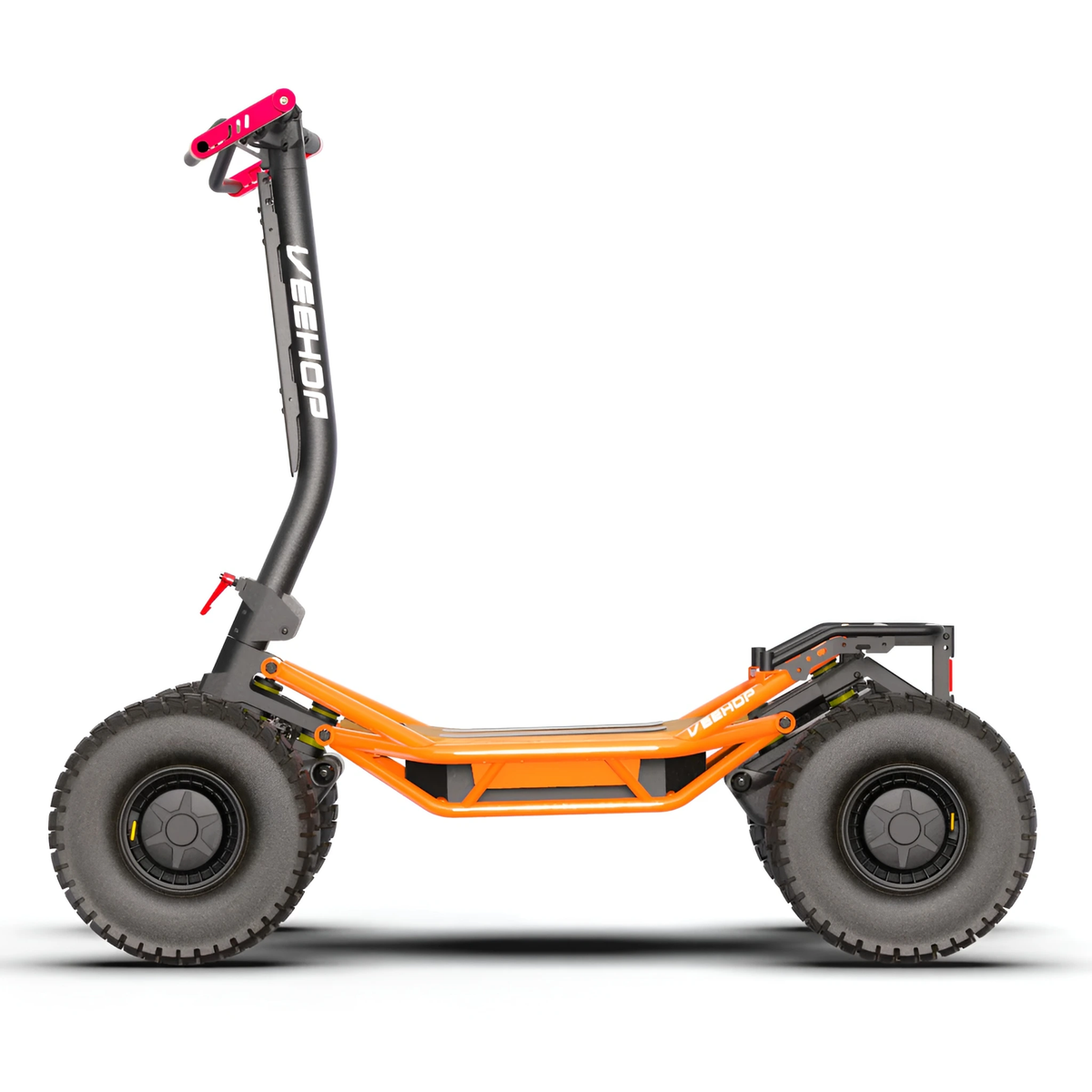 Orange VEEHOP 2WD/4WD electric scooter, side profile view with off-road tires