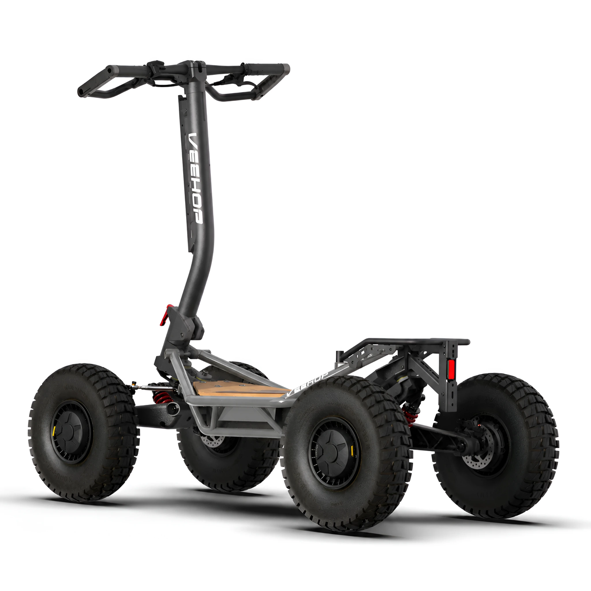 VEEHOP 2WD/4WD electric scooter, Grey, rear three-quarter view with suspension visible